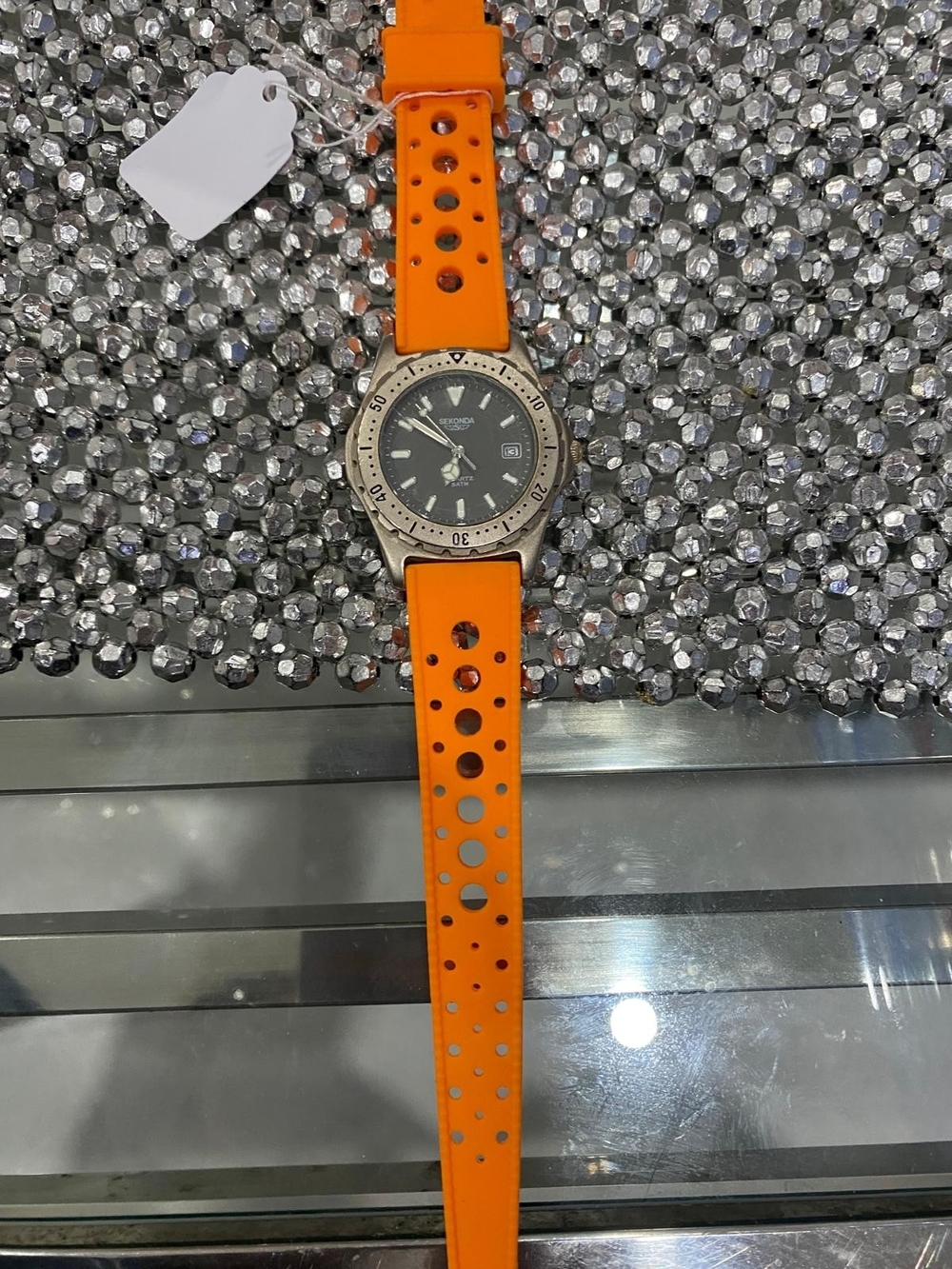 Seiko Orange Perforated Silicone Strap Dive Watch